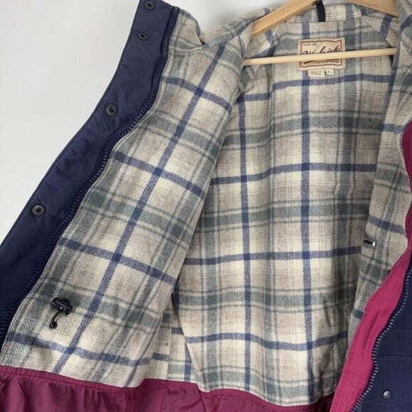 Vintage Woolrich Parka Coat Wool Blend Lined Women 8377 Navy Sz L Plaid Outdoor - Picture 6 of 13